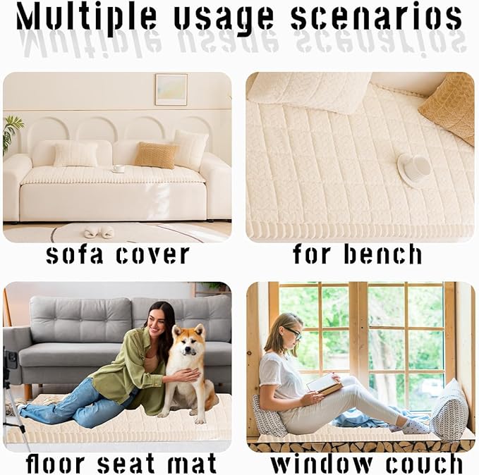 Mitid Sofa Cover Fuzzy Couch Cover for Pet, Couch Covers for Dogs Washable Non-Slip Sofa Slipcover Cushion Protector Pets Friendly Mat
