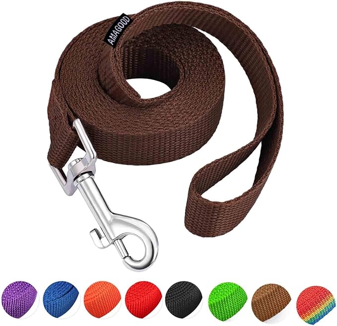 AMAGOOD 6 FT Cat Leash, Strong and Durable Traditional Style Leash with Easy to Use Collar Hook,Cat Lead Great for Cats(5/8" x 6 ft,Brown(Pack of 2))