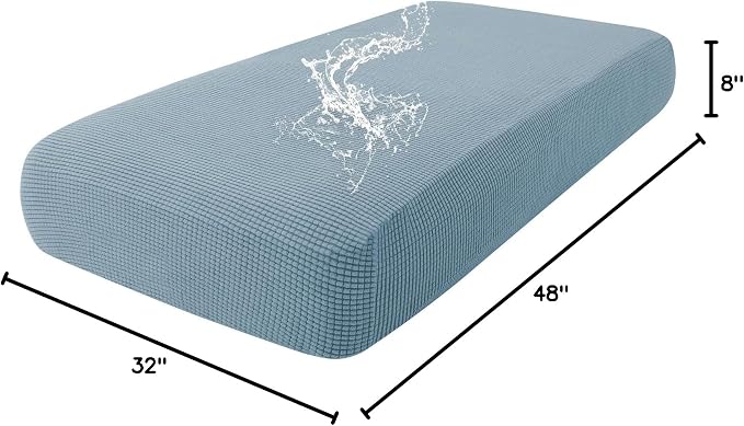 hyha Waterproof Couch Cushion Covers for Pets, Non Slip Sofa Seat Cover for Dogs Washable, Soft Thick Stretch Jacquard Fabric, Sofa Slipcovers with Elastic Bottom (1 Piece for Medium, Lake Blue)