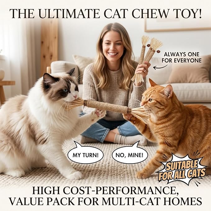 Cat Toys 3Pack Silvervine Chew Stick Kitten Treat Catnip Toy Kitty Natural Stuff Catnip Matatabi for Cleaning Teeth Indoor Dental Snack Interactive