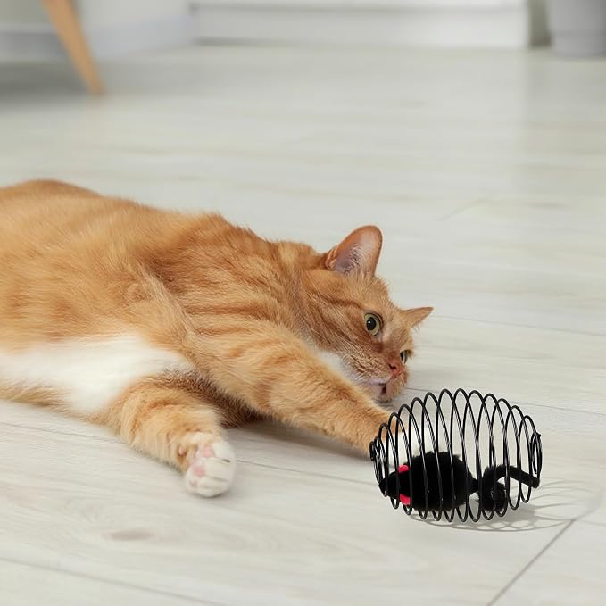 Jecery 5 Pcs Cat Spring Balls Toys Stretchable Rolling Balls Colorful Playful Coils Interactive Action Toy Caged Rats for Kitten Pet Supplies (Mouse,Black)
