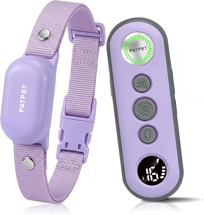 PATPET Shock Collar for Dogs - 4000FT Dog Training Collar with Remote, IPX7 Waterproof 4 Modes(Beep/Vibration/Shock/Safe) Dog Shock Collar, Rechargeable for Small Large Dogs (8-120Lbs) (Purple)