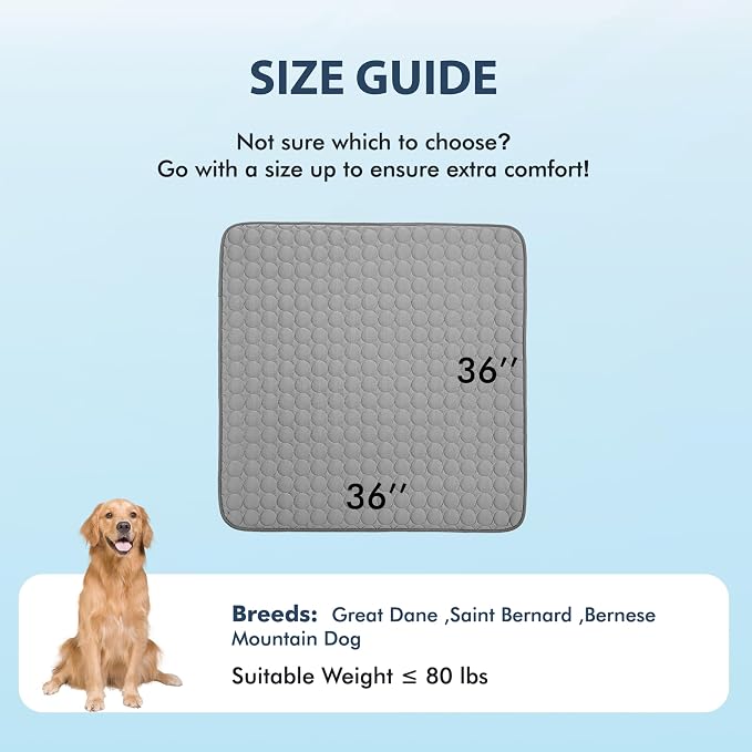 MICROCOSMOS Summer Cooling Mat & Sleeping Pad- Water Absorption Top, Materials Safe, Easy Carry, EZ Clean. Keep Cooling for Pets, Kids and Adults.(Drak Grey, 36" x36")