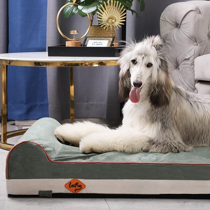 Laifug Orthopedic Dog Beds for Large Dogs,4.5" Memory Foam Dog Beds,Durable Water Proof Liner Removable and Washable, Nonskid Bottom, Dark Green 46"x28"x4.5"