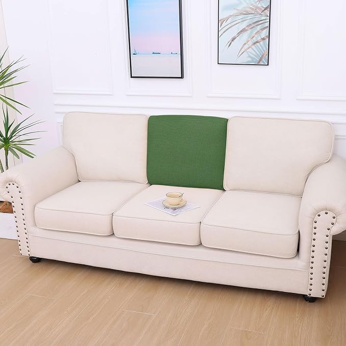 hyha Waterproof Couch Cushion Covers for Pets, Non Slip Sofa Cover for Dogs Washable, Soft Thick Stretch Jacquard Fabric, Sofa Slipcovers with Elastic Bottom (1 Piece for Backrest M, Grass Green)