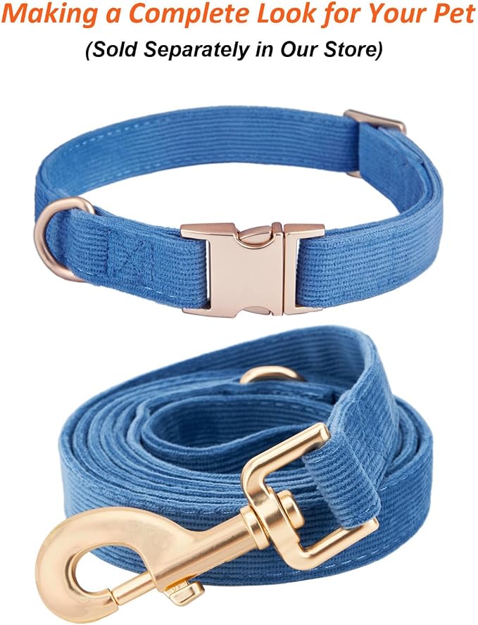 Soft Cotton Dog Leash, 5 Ft Heavy Duty Corduroy Dog Leashes with Gold Metal Hook for Small Medium Large Dogs,Small,Dark Blue