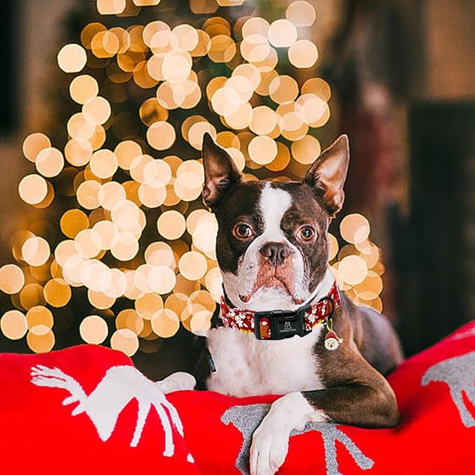 Lionheart glory Christmas Dog Collar, Red Christmas Santa Deer Dogs Collar Adjustable Soft Comfortable Collars for Medium Dogs Girl or Boy Pet Gift Fall Cute Collar