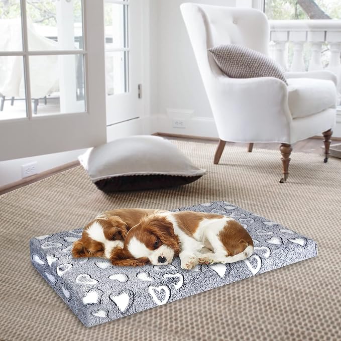 VANKEAN Dog Crate Mat - Reversible Cool & Warm Stylish Bed, Waterproof & Machine Washable, Supports Small to XXL Dogs, Grey