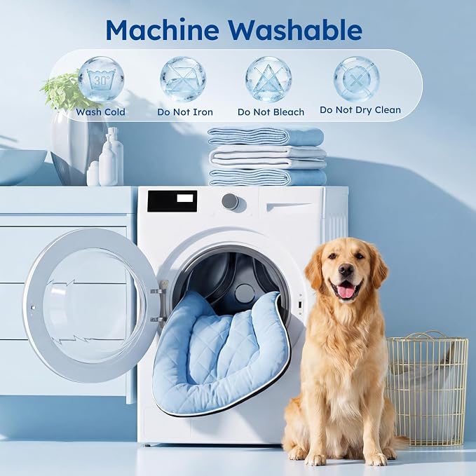 ZOMISA Cooling Dog Bed Q-MAX >0.5, Cooling Crate Mat for Extra Large Dogs, Cold Kennel Pad XXL with Chill Breathable Washable Fabric for Summer, 47x29x2'', Blue