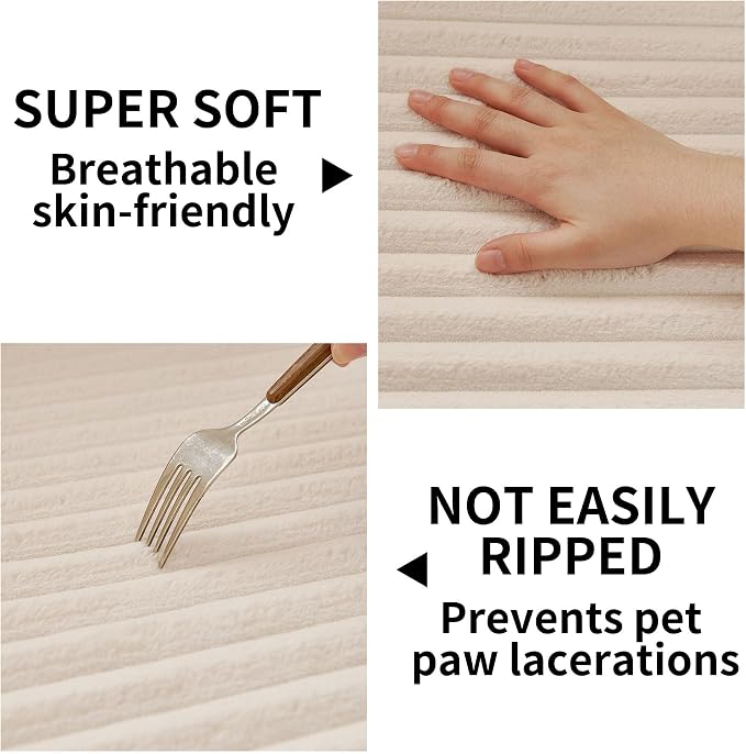 HAOMAIJIA Waterproof Couch Cover for Dogs Washable,Faux Fur Pet Couch Covers for Sofa,Soft Dog Bed Cover Non-Slip Couch Covers for 3 Cushion Couch Sofa Pet Friendly (Off White, 35" x 82")