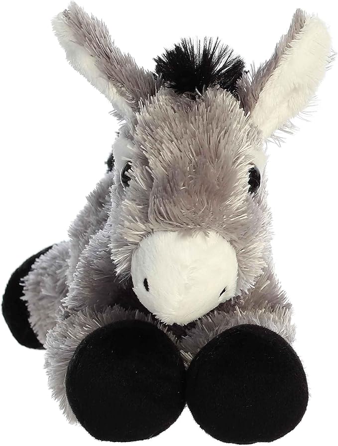 Aurora® Adorable Mini Flopsie™ Donkey Stuffed Animal - Mini Companions Ready for Playful Adventures - for Kids All Ages, Toddlers, Adults, and Families - Gray 8 Inches
