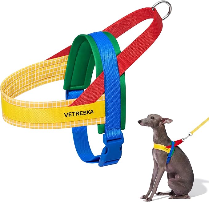 VETRESKA MoMA Dog Harness and Leash Set, Easy Walk Dog Harness for Small Medium Dogs, No Pull Puppy Harness for Walking and Training, Adjustable, Take Control & Anti-Twist Pet Lead Combo(Yellow, S)