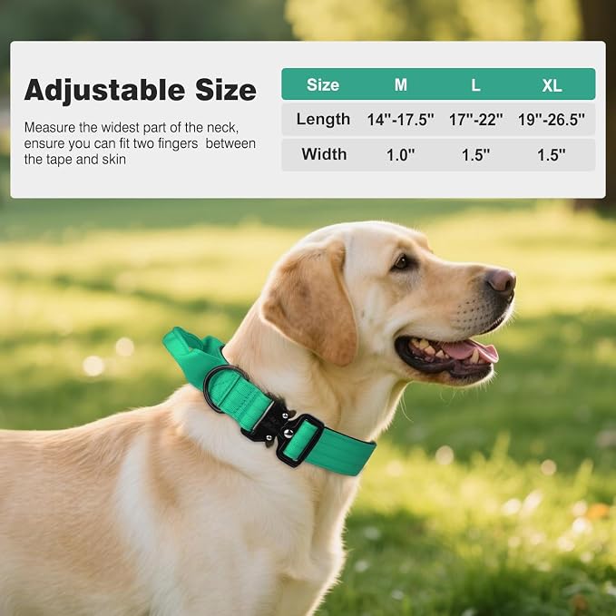 Joytale Tactical Dog Collar for X-Large Dogs with Control Handle, Heavy Duty Military Training Collar for Power Breeds, AirTag Holder Case, Quick Release Metal Buckle, Soft Padded, XL, Teal