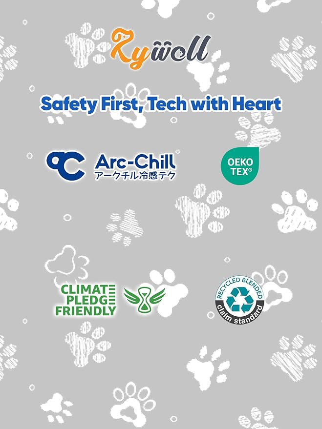 Rywell Super-Absorbent Cooling Mat for Dogs 44"x32" Arc-Chill 3.0 & Color-Changing Dog Cooling Mat, Stay Cool & Dry, Washable, Non-Slip Pet Bed Mat for Floors, Sofas, Kennels