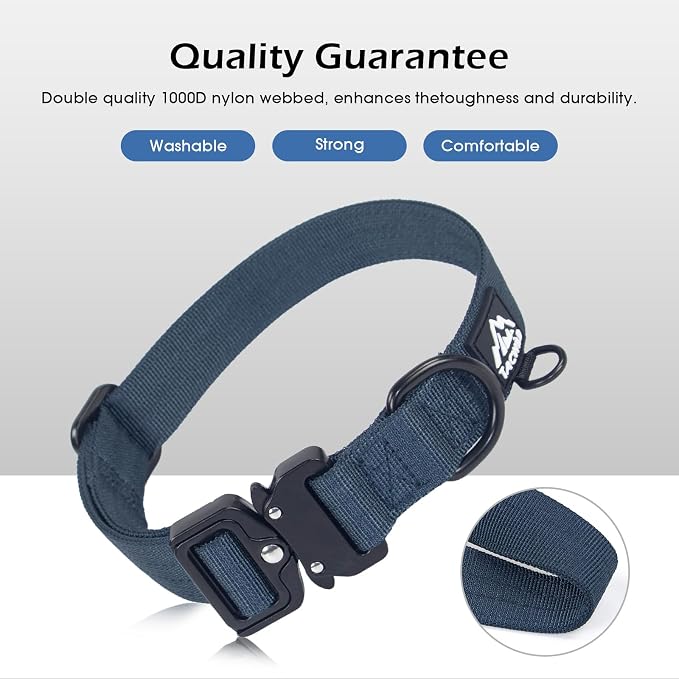 Dog Collar for Small Dogs Christmas Boy Girl- Adjustable, Chew Proof Nylon Collar with Metal Quick Release Buckle and D-Ring for Dog Tags (Navy Blue, S)