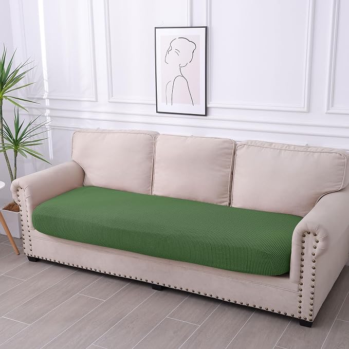 hyha Waterproof Couch Cushion Covers for Pets, Non Slip Sofa Cover for Dogs Washable, Soft Thick Stretch Jacquard Fabric, Sofa Slipcovers with Elastic Bottom (1 Piece for Large, Grass Green)
