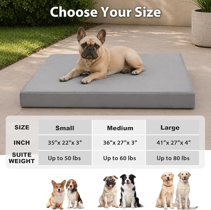 LEXTRO 4" Indestructible Chew-Proof Dog Bed for Heavy Chewers, Chew-Resistant & Durable Dog Beds for Teething Puppies & Energetic Dogs, Bite-Resistant and Undestroyable Dog Beds, 41x27x4, Grey