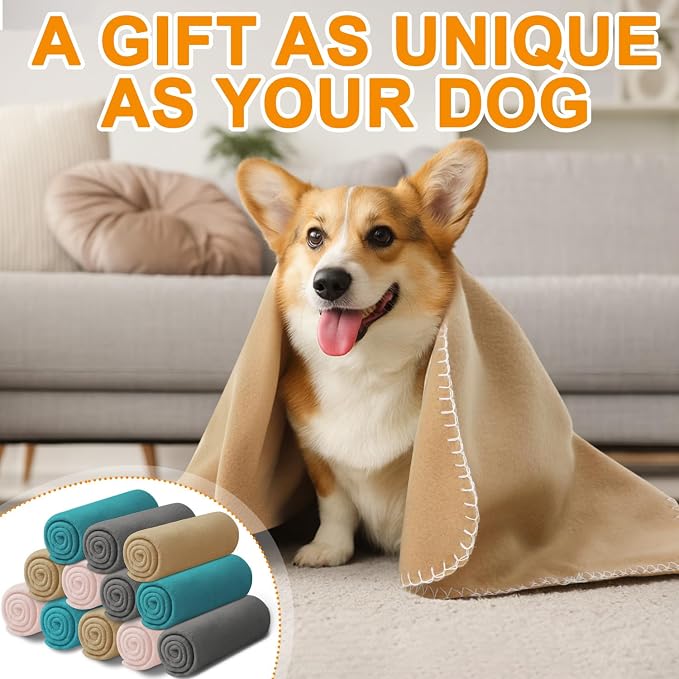 SmoothNovelty 12 Pcs Large Puppy Dog Blanket 30 x 20 Inches Pet Blankets Puppy Essentials Washable Soft Fleece Throw Reversible Warm Sleep Mat for Small Medium Dog Cat Bed Sofa Car Indoor
