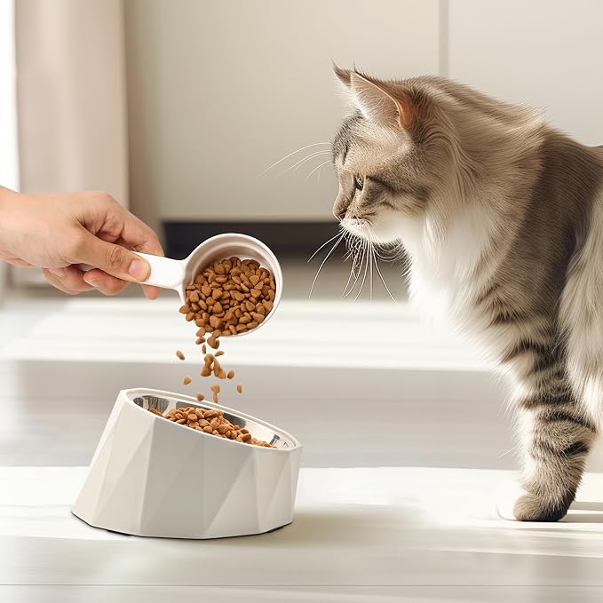 ComSaf Dog Food Scoop 1/2 Cup - MSBC Melamine Pet Food Scoop Measuring Cup for Dog Cat Ferret Rabbit Bird Food, Half Cup Scoop Food-Grade Pet Feed Scoops with Handle, Dishwasher Safe, White