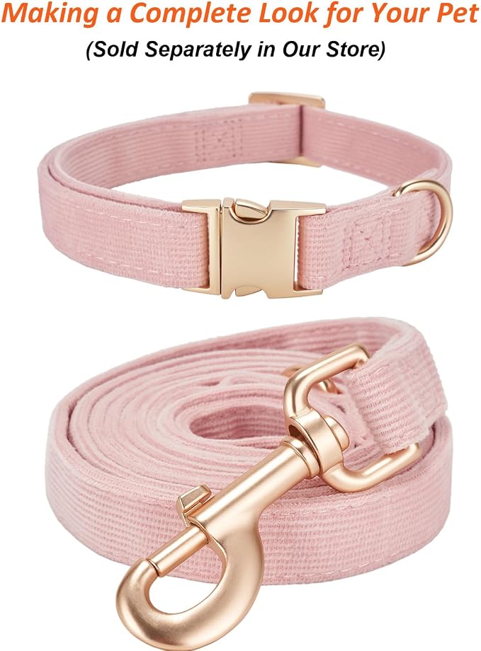 Soft Cotton Dog Leash, 5 Ft Heavy Duty Corduroy Dog Leashes with Gold Metal Hook for Small Medium Large Dogs,Medium,Light Pink
