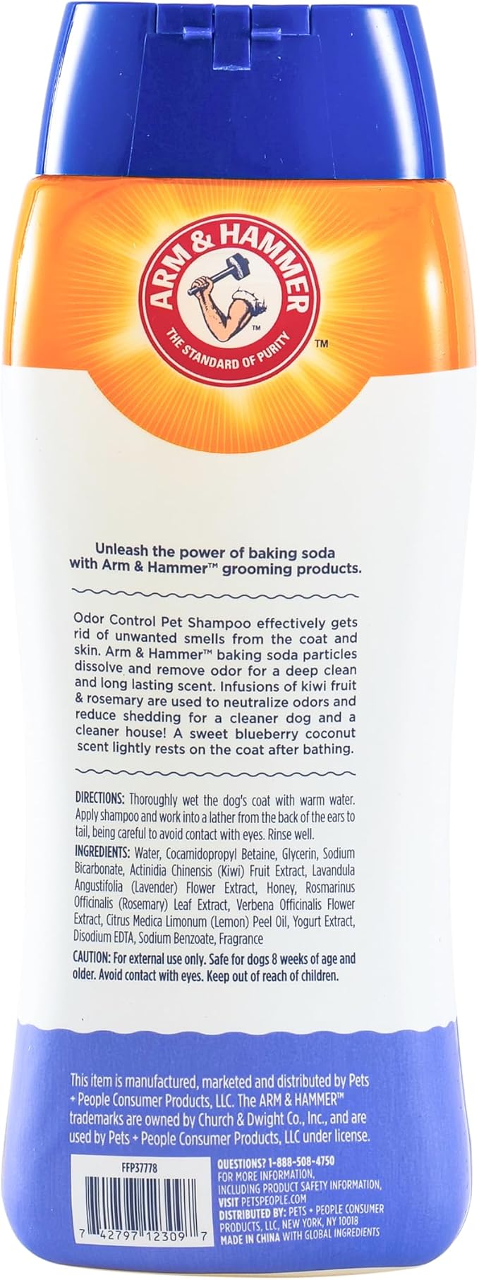 Arm & Hammer for Pets Odor Control Dog Shampoo, Baking Soda Enhanced, pH Balanced, Fresh Blueberry Coconut Scent, Free of Sulfates, for All Dogs and Puppies, 20 Fl Oz