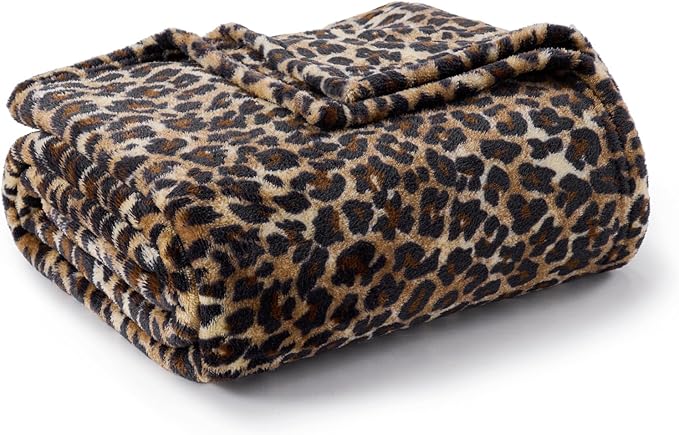BEDELITE Fleece Blanke for Couch & Bed Leopard Print Throw Blanket – Soft Cheetah Blanket, Cozy Lightweight Fleece Animal Print Throw, 60"x 80", Dark Brown