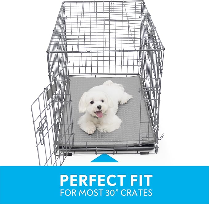 Paw Inspired Cooling Orthopedic Crate Pad for Dogs and Cats, Washable Memory Foam Dog Cooling Mat (29x18 Inch Small Size for 30 Inch Kennel, Gray)