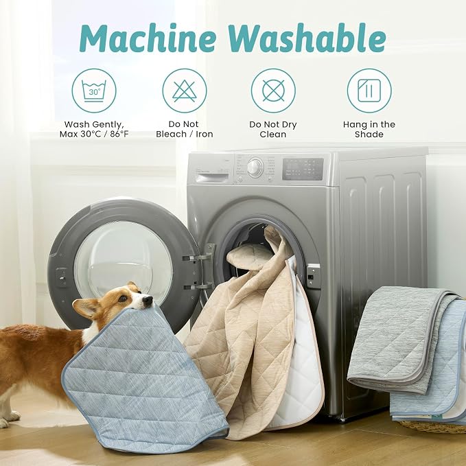 COZY KISS Extra Large Dog Cooling Mat 52"x82" Q-Max>0.4, Waterproof & Leakproof Pet Bed Cover, Non-Slip Cooling Dog Blanket for Couch, Floor, Large Dogs (Gray)