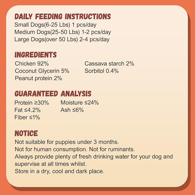 Pawmate Dog Treats Chicken Sausages, Natural Chicken Jerky Training Treats with Glucosamine, Chondroitin, MSM and Taurine, Low Fat Soft Chewy Snacks for Small Medium Dogs, 10.6 oz
