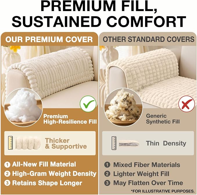 hyha Couch Cover for Dogs Washable, Non Slip Thick Flannel Sofa Protector, Pet Friendly Plush Furniture Cover for Sectional Sofa & Loveseat (White, 27.6" x 70.9")