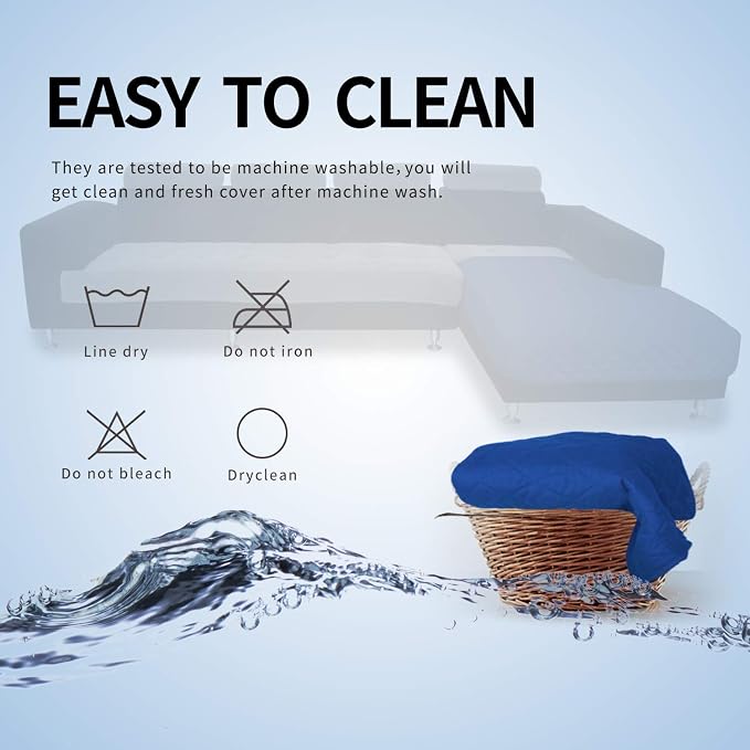 Easy-Going Sectional Couch Covers for Dogs L Shape Sofa Cover Reversible Sofa Slipcover Chaise Lounge Cover Furniture Protector Cover for Pets Dog Cat (42 x 52 inches, Classic Blue/Classic Blue)