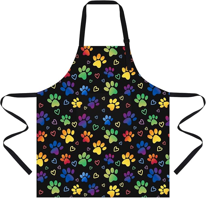 Dog Grooming Waterproof Apron with 2 Pockets, Cute Animals Puppy Dog Pets Apron