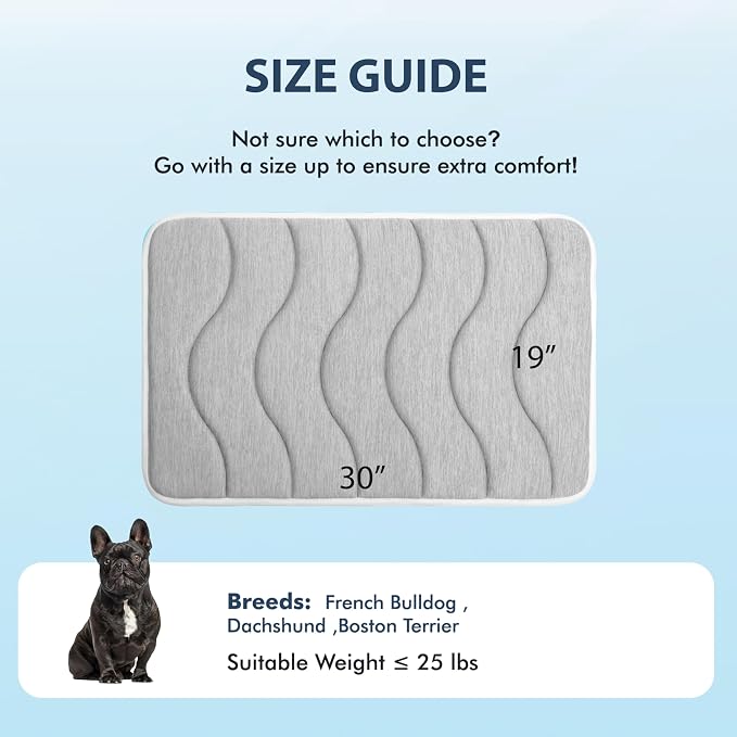 MICROCOSMOS 0.8" Thick Cooling Dog Foam Pad & Summer Pet Sleeping Mat, Machine Washable, Materials Safe, Portable Flat Pet Bed for Dogs.(Light Grey, 30" x 19")