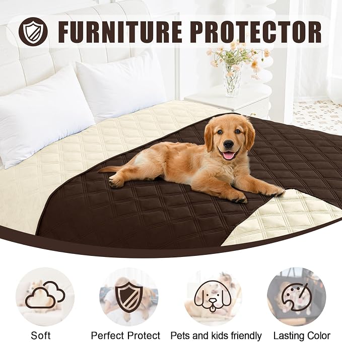 Smiry Waterproof Dog Bed Cover Blanket 40x70, Soft Reversible Pet Blanket, Washable Leakproof Cats Dogs Couch Cover for Sofa, Couch, Furniture, Chocolate/Beige