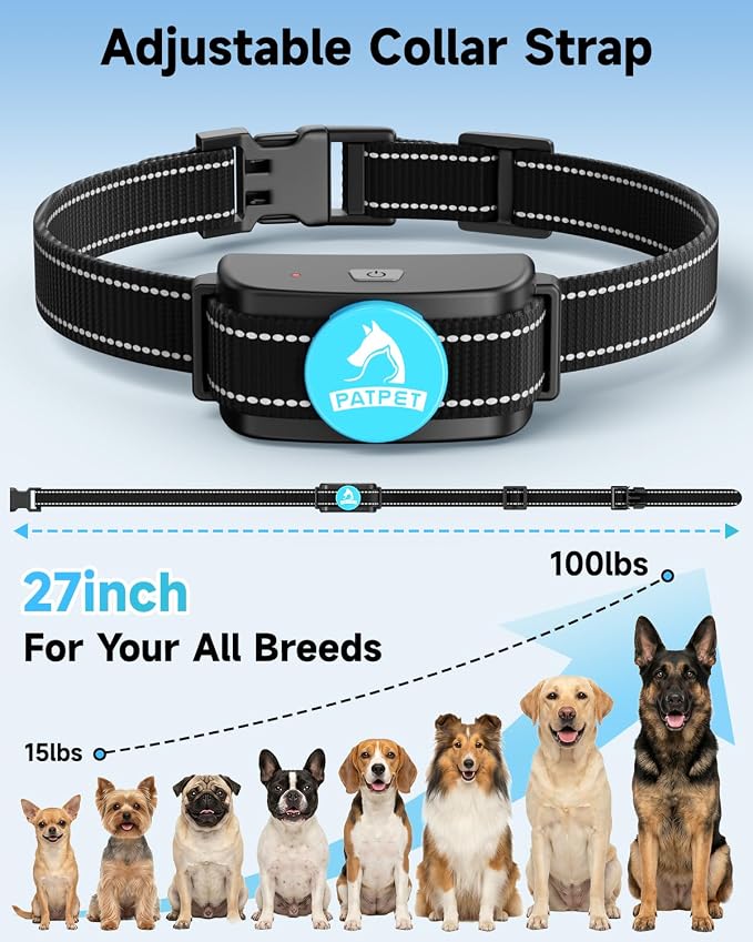 PATPET Dog Training Collar Dog Shock Collar with Remote - 3 Training Modes, Beep, Vibration and Shock, Up to 1000 ft Remote Range, Rainproof for Small Medium Large Dogs