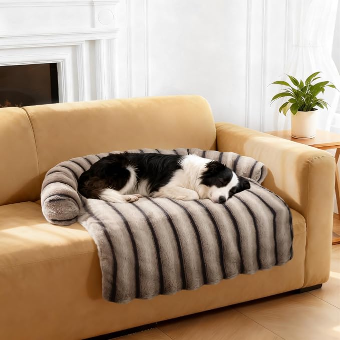 WATANIYA PET Large Dog Couch Bed, Fluffy Washable Couch Protector for Dogs with Removable Cover, Non-Slip Dog Sofa Bed, 41x37 Inch, Brown