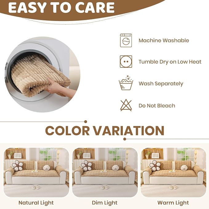 Royhom Couch Cover for Dogs Washable, Soft Thick Pet Couch Covers for Sofa, Pawcart Couch Protector Pet Friendly, Furniture Covers Dog Mat for Couches and Sofas (Khaki, 27.6 x 47.2 Inch)