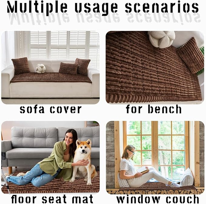 Mitid Sofa Cover Fuzzy Couch Cover for Pet, Couch Covers for Dogs Washable Non-Slip Sofa Slipcover Cushion Protector Pets Friendly Mat