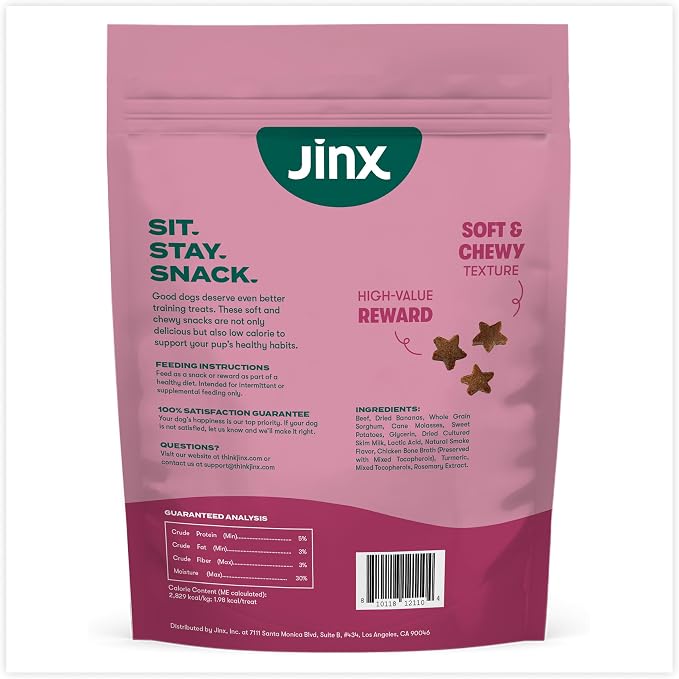 Jinx Beef Dog Training Treats - Healthy All-Natural Mini Bite-Sized Dog Treats for Training with Grass-Fed Beef - Pet Products for All Dogs (Puppies, Adults & Seniors) - 16oz