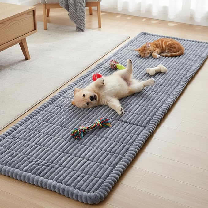 Fixwal Waterproof Dog Couch Cover, Washable Non-Slip Pet Couch Covers for Sofa, Leak-Proof Sofa Protector for Dogs, Pet Friendly Thick Soft Fuzzy Furniture Cover (Light Grey, 27.6" x 82.7")