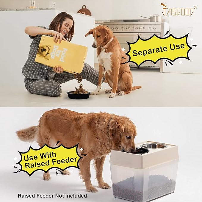 JASGOOD Large Dog Feeder Slow Eating Pet Bowl for Raised Pet Feeders Preventing Choking Food Water Bowl Elevated Diners Replacement Bowl (Black,Large,Fit Opening 8.9"-9.25") (Pack of 2)