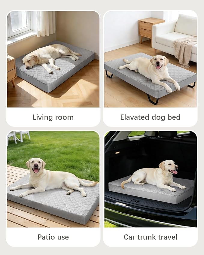NUPIDA Jumbo Dog Bed for Extra Large Sized Dog Orthopedic Pet Bed with Removable Washable Cover and Non-Slip Bottom, 53x36 Inch, Light Gray