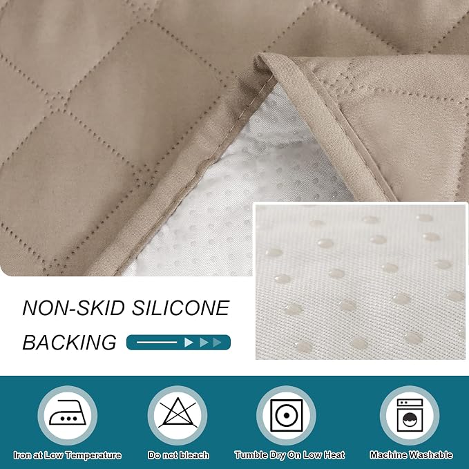 Turquoize 100% Waterproof Sofa Covers Chaise Lounge L Shape Sofa Protector Slip Cover Triple Non-Slip Sofa Slipcover for Sectional Couch Cover for Pets, Kids (Chaise, Khaki)