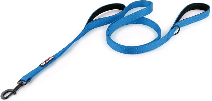 Primal Pet Gear Dog Leash 8ft Long - Blue - Traffic Padded Two Handle - Heavy Duty - Double Handles Lead for Control Safety Training - Leashes for Large Dogs or Medium Dogs - Dual Handles Leads