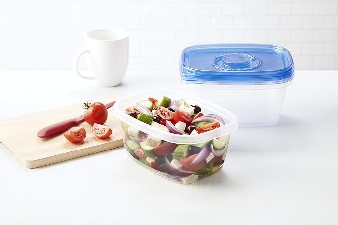 Glad GladWare Deep Dish Food Storage Containers Lids Large Rectangle BPA Free Meal Prep Microwave Dishwasher Safe Lock Tight Seal 64 OZ 3 Count 6 Pack