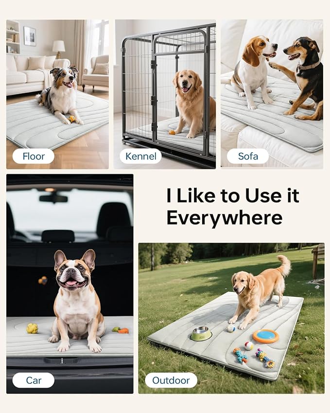 Cooling Mat for Dogs, 59" x 40" Self-Cooling Dog Bed with Arc-Chill Technology 3.0, Non-Slip Washable Pet Cooling Pad for X-Large Dogs, Indoor Outdoor Kennel Floor Use - Grey