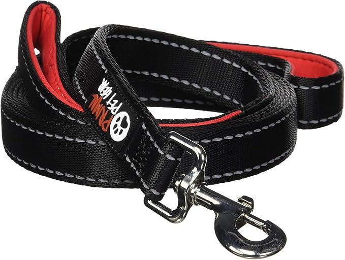 Primal Pet Gear Dog Leash 8ft Long - Black - Traffic Padded Two Handle - Heavy Duty - Double Handles Lead for Control Safety Training - Leashes for Large Dogs or Medium Dogs - Dual Handles Leads