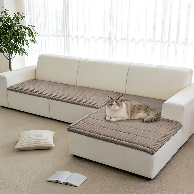 Fuzzy Pet Couch Covers for Dogs Washable, Thick Couch Covers for 3 Cushion Sofa Pet Friendly, Non Slip Plush Dog Couch Cover for for Sectional, Loveseat (Espresso, 27.6" x 83")