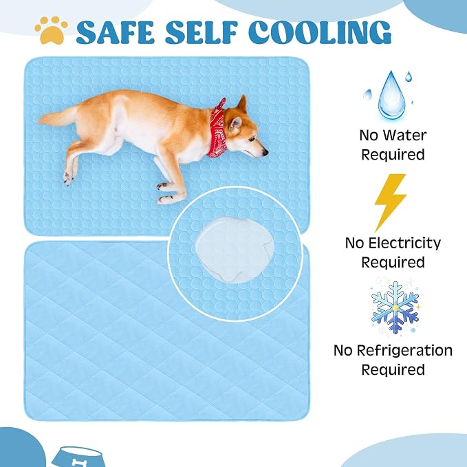 2 Pack Dog Cooling Mat and Blanket Washable Cooling Pads Pet Throw Blanket Sleeping Kennel Mat with Storage Bag for Summer Indoor Outdoor Hot Weather Cat Dog Puppies