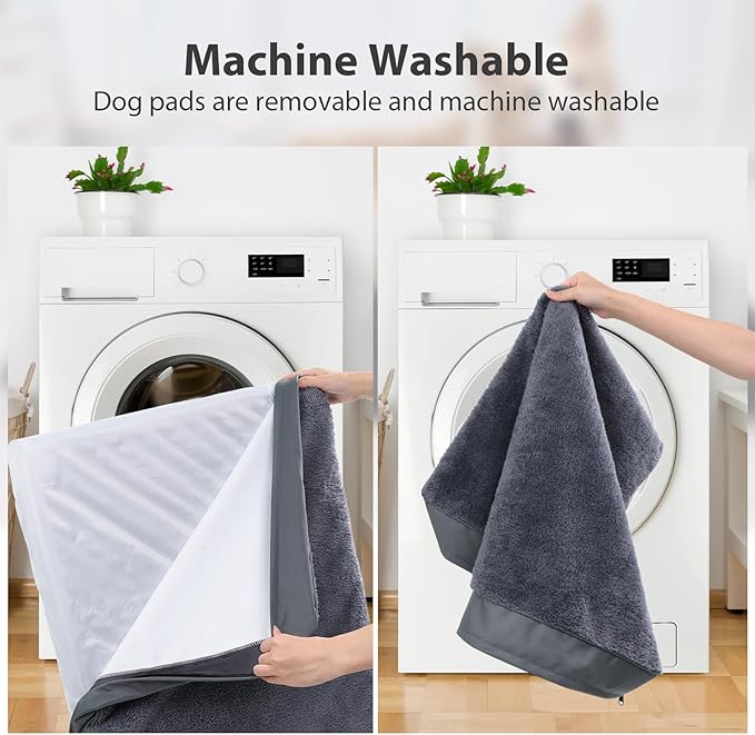 Waterproof Dog Beds Large Sized Dog Orthopedic Dog Beds for Crate with Removable Washable Cover Egg-Crate Foam Pet Pad Mat with Anti-Slip Bottom, 36x27 Inch, Grey